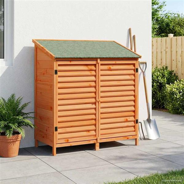 Grote foto vidaxl tuinschuur bruin 106 x 56 x 113 5 cm massief vurenhout tuin en terras tuinhuisjes en blokhutten