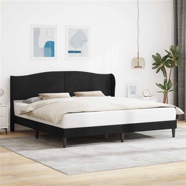 Grote foto vidaxl bedframe met hoofdeinde zwart 180 x 200 cm fluweel antiek en kunst stoelen en banken