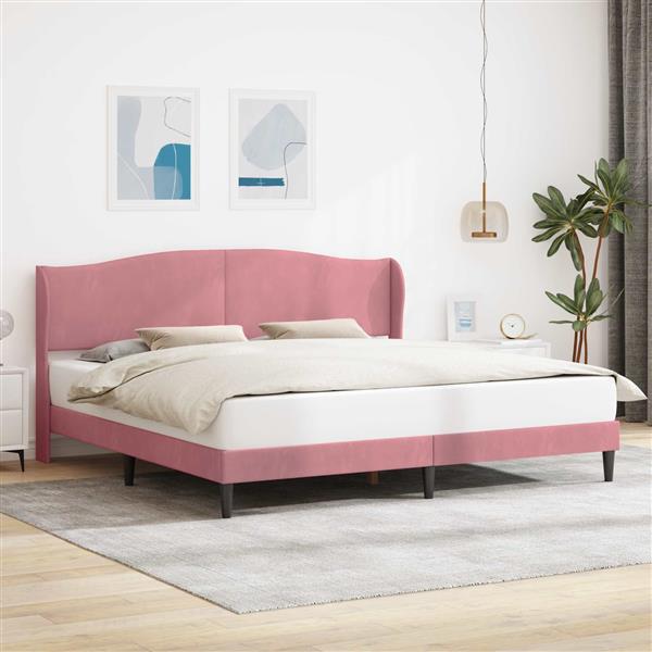 Grote foto vidaxl bedframe met hoofdeinde roze 180 x 200 cm fluweel antiek en kunst stoelen en banken