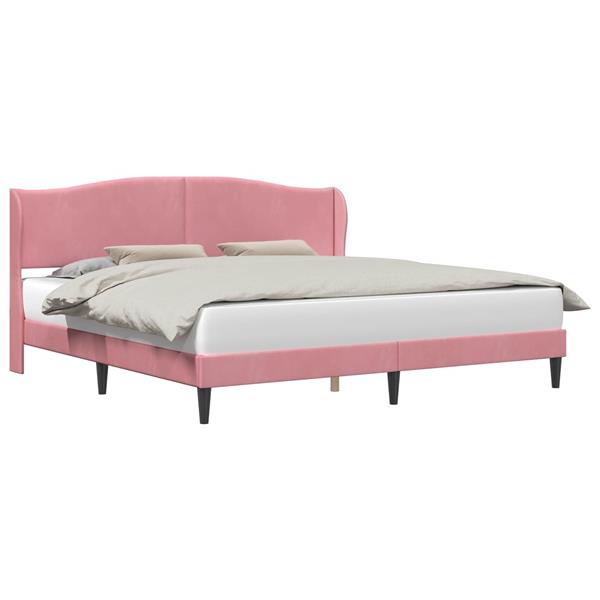 Grote foto vidaxl bedframe met hoofdeinde roze 180 x 200 cm fluweel antiek en kunst stoelen en banken