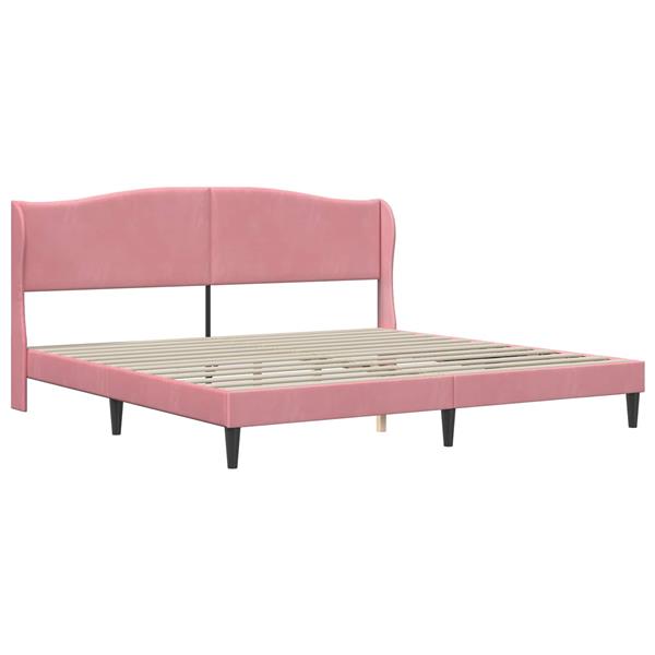 Grote foto vidaxl bedframe met hoofdeinde roze 180 x 200 cm fluweel antiek en kunst stoelen en banken