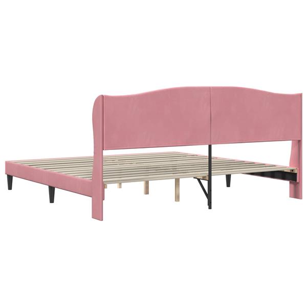 Grote foto vidaxl bedframe met hoofdeinde roze 180 x 200 cm fluweel antiek en kunst stoelen en banken
