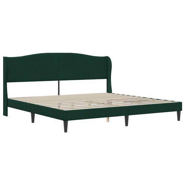 Grote foto vidaxl bedframe met hoofdeinde donkergroen 180 x 200 cm fluweel antiek en kunst stoelen en banken