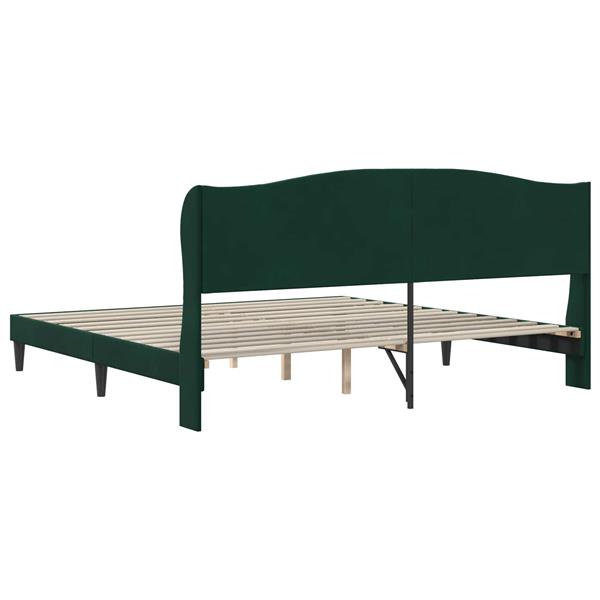 Grote foto vidaxl bedframe met hoofdeinde donkergroen 180 x 200 cm fluweel antiek en kunst stoelen en banken