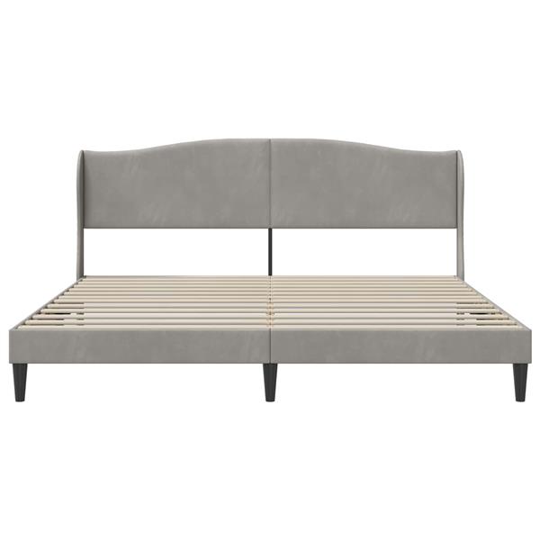 Grote foto vidaxl bedframe met hoofdeinde lichtgrijs 180 x 200 cm fluweel antiek en kunst stoelen en banken