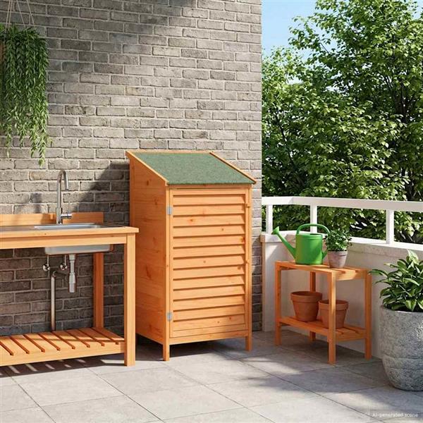Grote foto vidaxl tuinschuur bruin 59 x 56 x 113 5 cm massief vurenhout tuin en terras tuinhuisjes en blokhutten