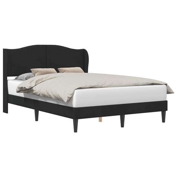 Grote foto vidaxl bedframe met hoofdeinde zwart 160 x 200 cm fluweel antiek en kunst stoelen en banken