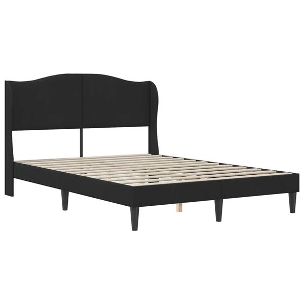 Grote foto vidaxl bedframe met hoofdeinde zwart 160 x 200 cm fluweel antiek en kunst stoelen en banken