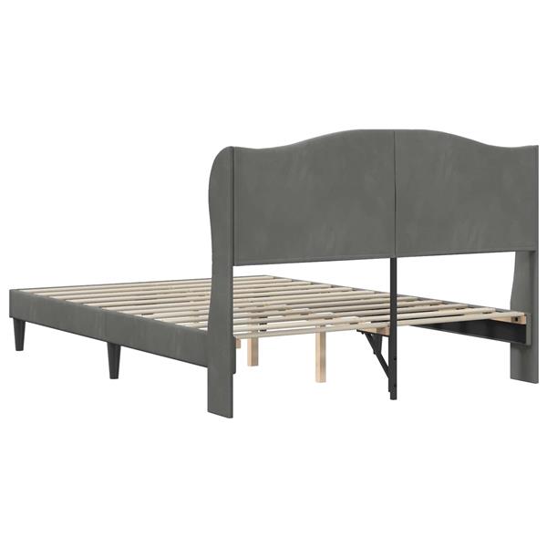 Grote foto vidaxl bedframe met hoofdeinde donkergrijs 160 x 200 cm fluweel antiek en kunst stoelen en banken