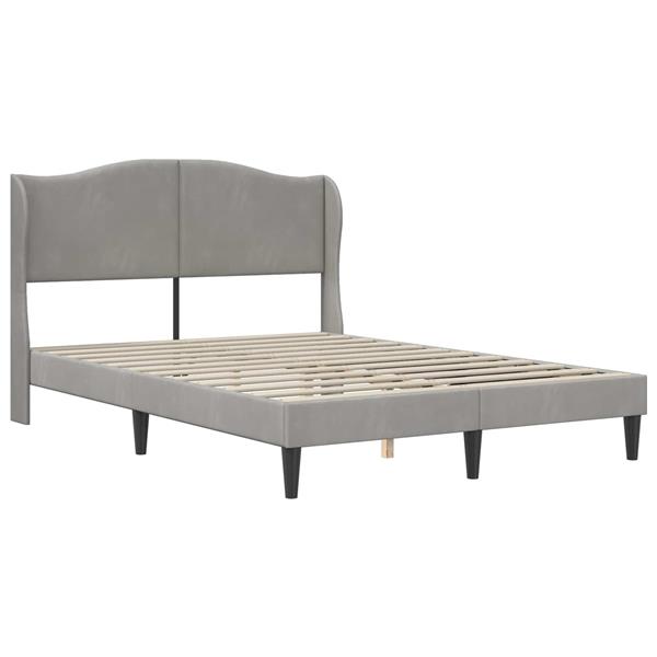Grote foto vidaxl bedframe met hoofdeinde lichtgrijs 160 x 200 cm fluweel antiek en kunst stoelen en banken
