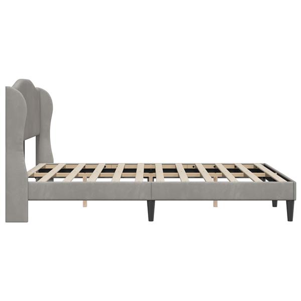 Grote foto vidaxl bedframe met hoofdeinde lichtgrijs 160 x 200 cm fluweel antiek en kunst stoelen en banken