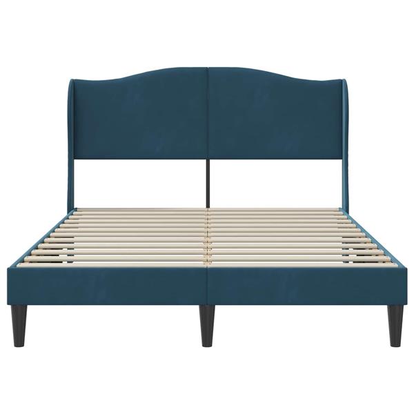 Grote foto vidaxl bedframe met hoofdeinde blauw 140 x 200 cm fluweel antiek en kunst stoelen en banken