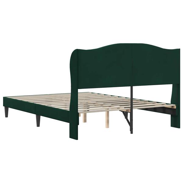 Grote foto vidaxl bedframe met hoofdeinde donkergroen 140 x 200 cm fluweel antiek en kunst stoelen en banken