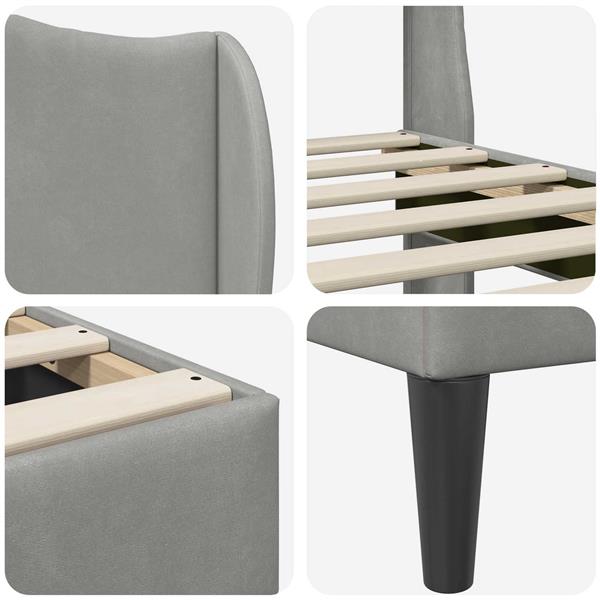 Grote foto vidaxl bedframe met hoofdeinde lichtgrijs 140 x 200 cm fluweel antiek en kunst stoelen en banken