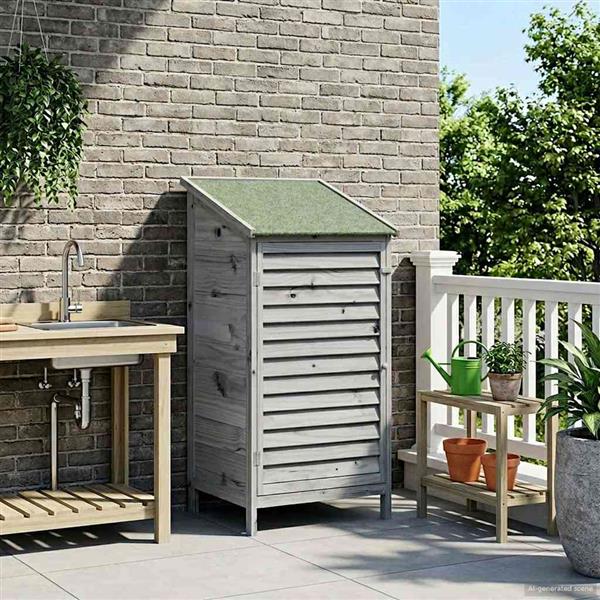 Grote foto vidaxl tuinschuur grijs 59 x 56 x 113 5 cm massief vurenhout tuin en terras tuinhuisjes en blokhutten
