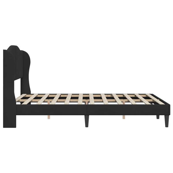Grote foto vidaxl bedframe met hoofdeinde zwart 140 x 190 cm fluweel antiek en kunst stoelen en banken