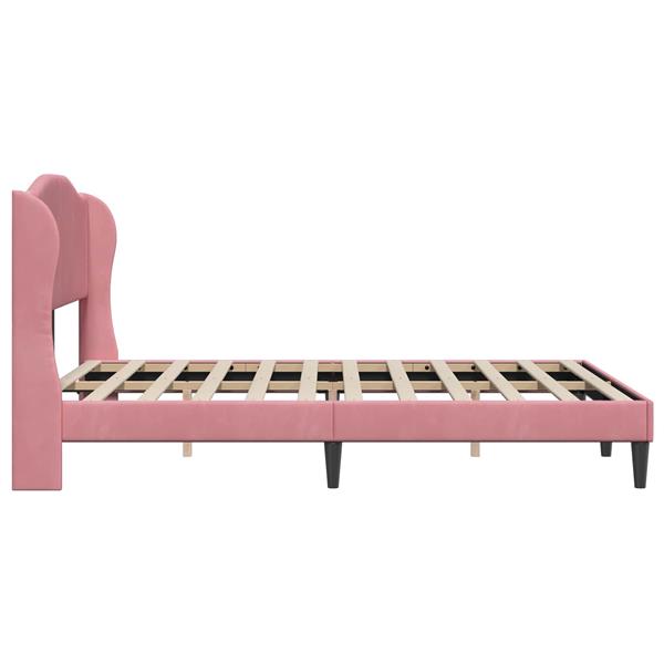 Grote foto vidaxl bedframe met hoofdeinde roze 140 x 190 cm fluweel antiek en kunst stoelen en banken