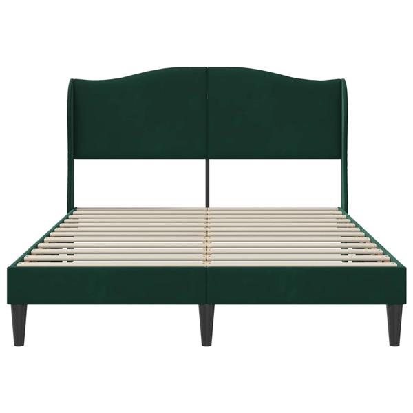 Grote foto vidaxl bedframe met hoofdeinde donkergroen 140 x 190 cm fluweel antiek en kunst stoelen en banken
