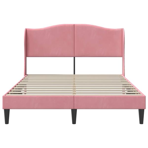 Grote foto vidaxl bedframe met hoofdeinde roze 120 x 200 cm fluweel antiek en kunst stoelen en banken