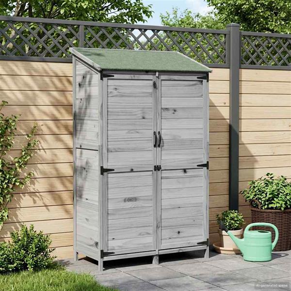 Grote foto vidaxl tuinschuur grijs 106 5 x 56 x 176 cm bewerkt hout tuin en terras tuinhuisjes en blokhutten