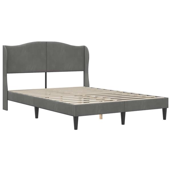 Grote foto vidaxl bedframe met hoofdeinde donkergrijs 120 x 200 cm fluweel antiek en kunst stoelen en banken