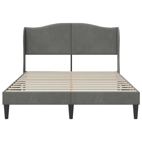Grote foto vidaxl bedframe met hoofdeinde donkergrijs 120 x 200 cm fluweel antiek en kunst stoelen en banken