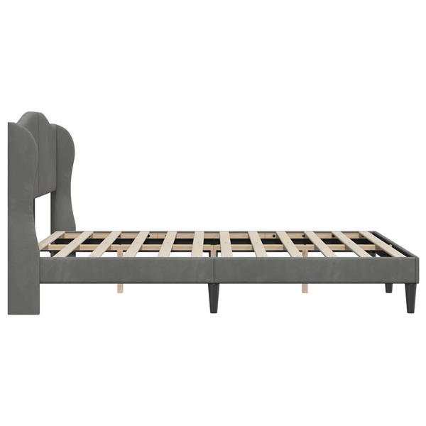 Grote foto vidaxl bedframe met hoofdeinde donkergrijs 120 x 190 cm fluweel antiek en kunst stoelen en banken