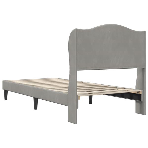 Grote foto vidaxl bedframe met hoofdeinde lichtgrijs 100 x 200 cm fluweel antiek en kunst stoelen en banken