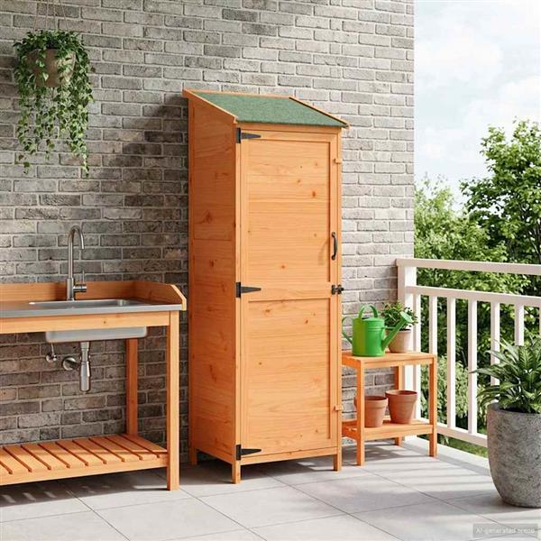 Grote foto vidaxl tuinschuur bruin 59 5 x 56 x 176 5 cm bewerkt hout tuin en terras tuinhuisjes en blokhutten