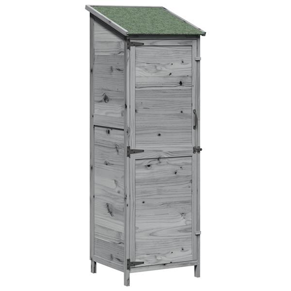Grote foto vidaxl tuinschuur grijs 59 5 x 56 x 176 5 cm bewerkt hout tuin en terras tuinhuisjes en blokhutten