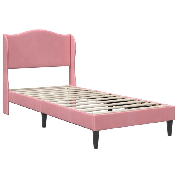 Grote foto vidaxl bedframe met hoofdeinde roze 90 x 190 cm fluweel antiek en kunst stoelen en banken