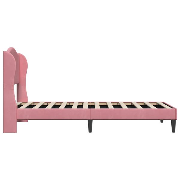 Grote foto vidaxl bedframe met hoofdeinde roze 90 x 190 cm fluweel antiek en kunst stoelen en banken