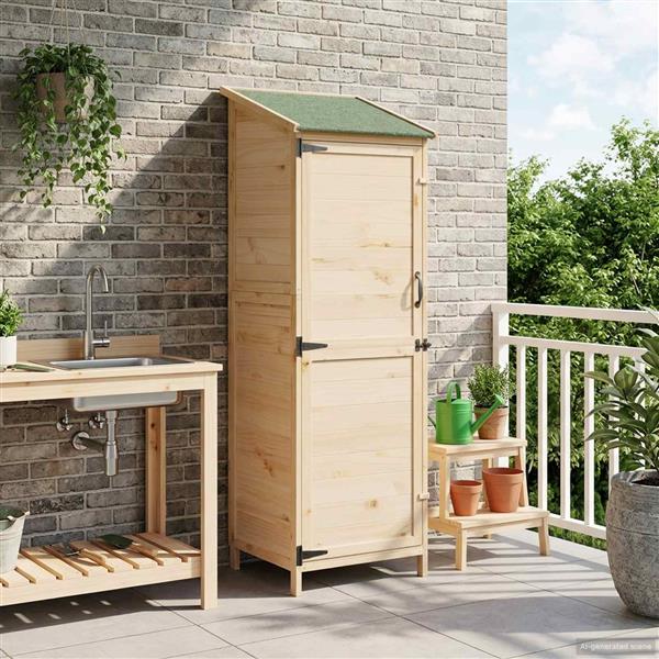 Grote foto vidaxl tuinschuur naturel 59 5 x 56 x 176 5 cm bewerkt hout tuin en terras tuinhuisjes en blokhutten