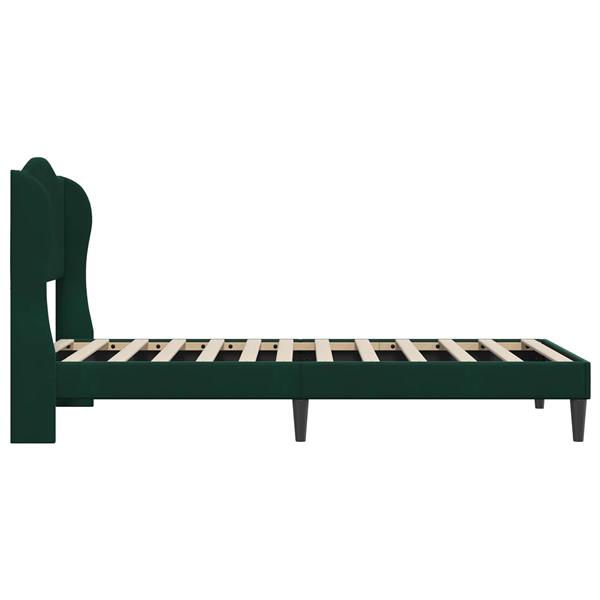 Grote foto vidaxl bedframe met hoofdeinde donkergroen 90 x 190 cm fluweel antiek en kunst stoelen en banken