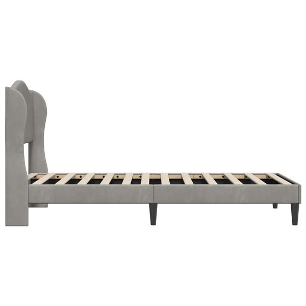Grote foto vidaxl bedframe met hoofdeinde lichtgrijs 90 x 190 cm fluweel antiek en kunst stoelen en banken