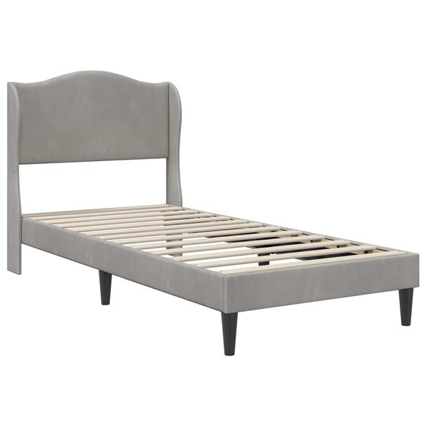 Grote foto vidaxl bedframe met hoofdeinde lichtgrijs 80 x 200 cm fluweel antiek en kunst stoelen en banken