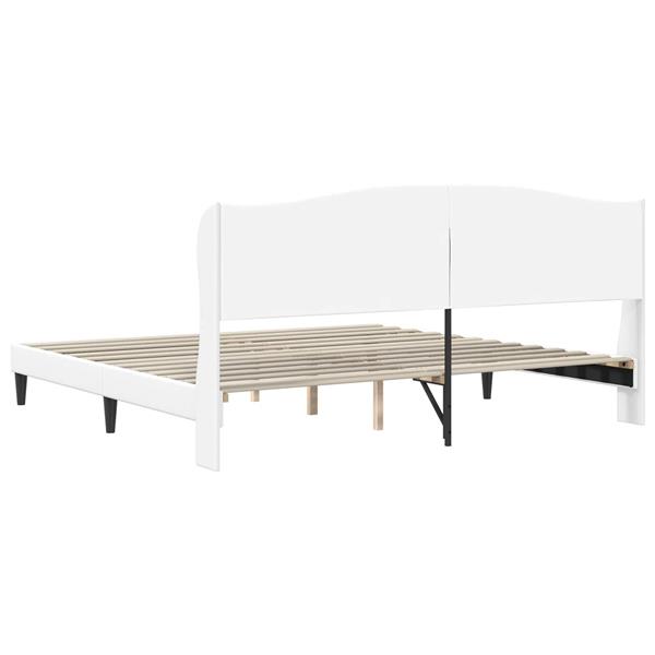 Grote foto vidaxl bedframe met hoofdeinde wit 200 x 200 cm kunstleer antiek en kunst stoelen en banken