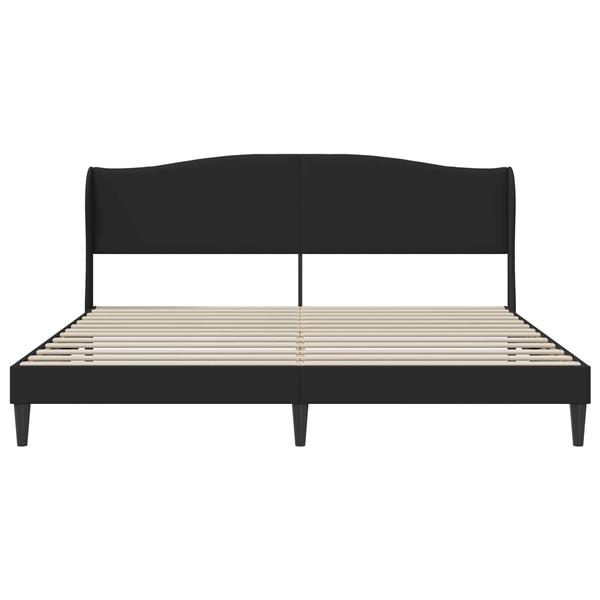 Grote foto vidaxl bedframe met hoofdeinde zwart 200 x 200 cm kunstleer antiek en kunst stoelen en banken