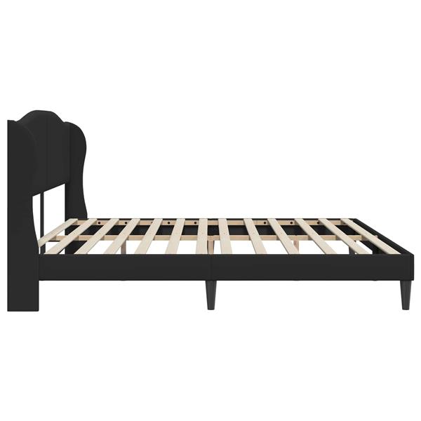 Grote foto vidaxl bedframe met hoofdeinde zwart 200 x 200 cm kunstleer antiek en kunst stoelen en banken