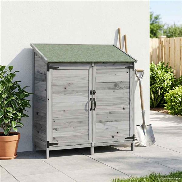 Grote foto vidaxl tuinschuur grijs 106 5 x 56 x 113 5 cm bewerkt hout tuin en terras tuinhuisjes en blokhutten