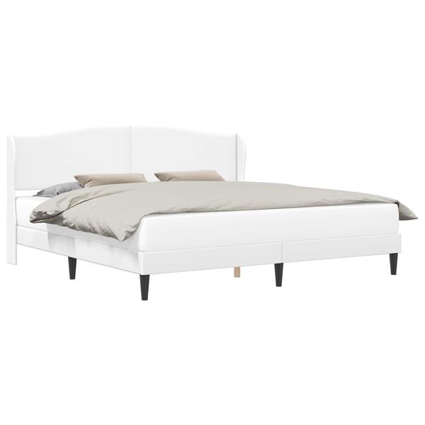 Grote foto vidaxl bedframe met hoofdeinde wit 180 x 200 cm kunstleer antiek en kunst stoelen en banken