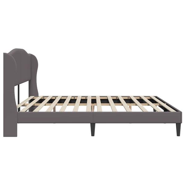 Grote foto vidaxl bedframe met hoofdeinde grijs 180 x 200 cm kunstleer antiek en kunst stoelen en banken