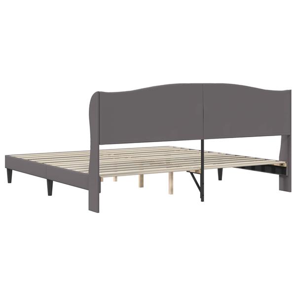 Grote foto vidaxl bedframe met hoofdeinde grijs 180 x 200 cm kunstleer antiek en kunst stoelen en banken