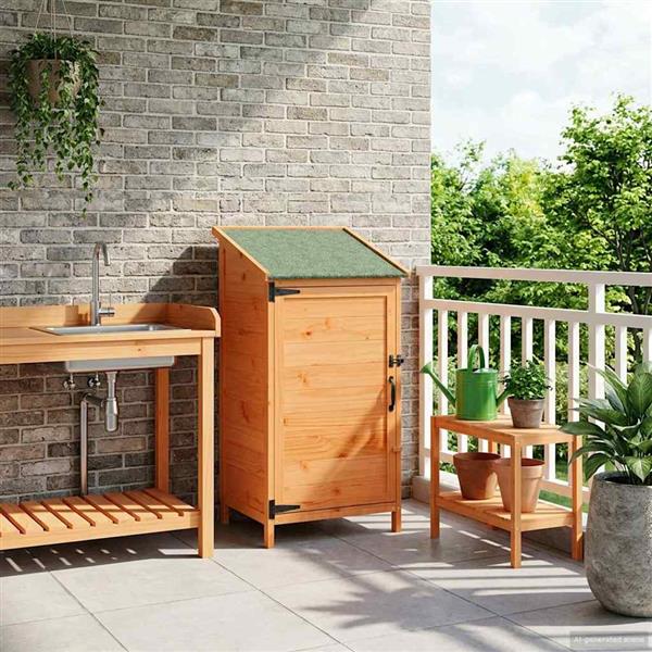 Grote foto vidaxl tuinschuur bruin 59 x 56 x 113 5 cm bewerkt hout tuin en terras tuinhuisjes en blokhutten
