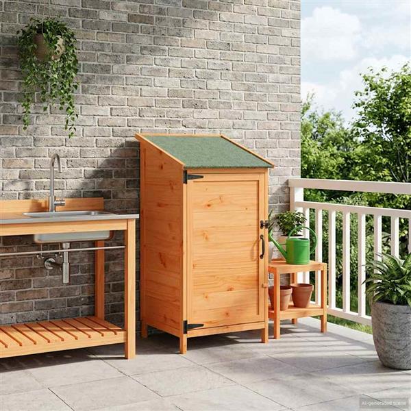 Grote foto vidaxl tuinschuur bruin 59 x 56 x 113 5 cm bewerkt hout tuin en terras tuinhuisjes en blokhutten