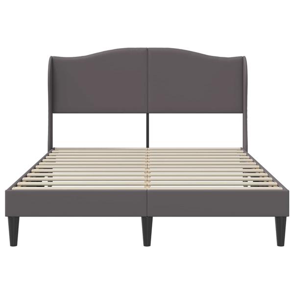 Grote foto vidaxl bedframe met hoofdeinde grijs 140 x 200 cm kunstleer antiek en kunst stoelen en banken