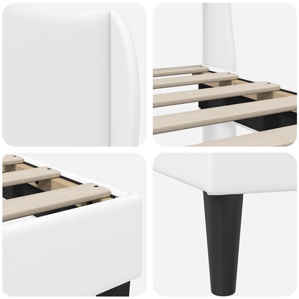 Grote foto vidaxl bedframe met hoofdeinde wit 120 x 190 cm kunstleer antiek en kunst stoelen en banken