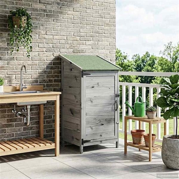 Grote foto vidaxl tuinschuur grijs 59 x 56 x 113 5 cm bewerkt hout tuin en terras tuinhuisjes en blokhutten