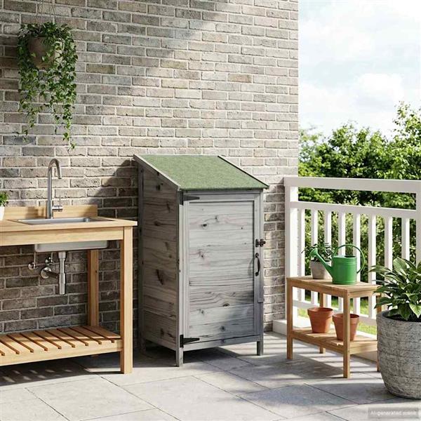 Grote foto vidaxl tuinschuur grijs 59 x 56 x 113 5 cm bewerkt hout tuin en terras tuinhuisjes en blokhutten