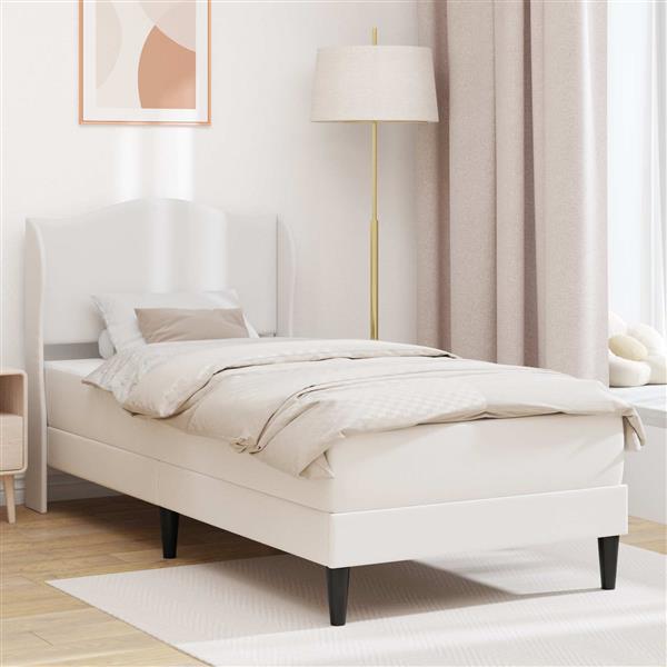 Grote foto vidaxl bedframe met hoofdeinde wit 100 x 200 cm kunstleer antiek en kunst stoelen en banken